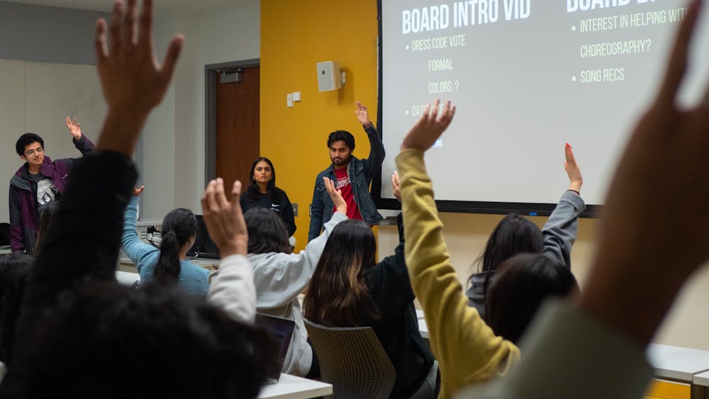 The Bloomington Ki Badtameezi board takes a vote on Jan. 29, 2023, in the Hamilton Lugar Building. The Bloomington Ki Badtameezi, or BKB, is partnering with the IMU Union Board and the Office of International Services to host IU’s first Bollywood Dance Collegiate Competition.