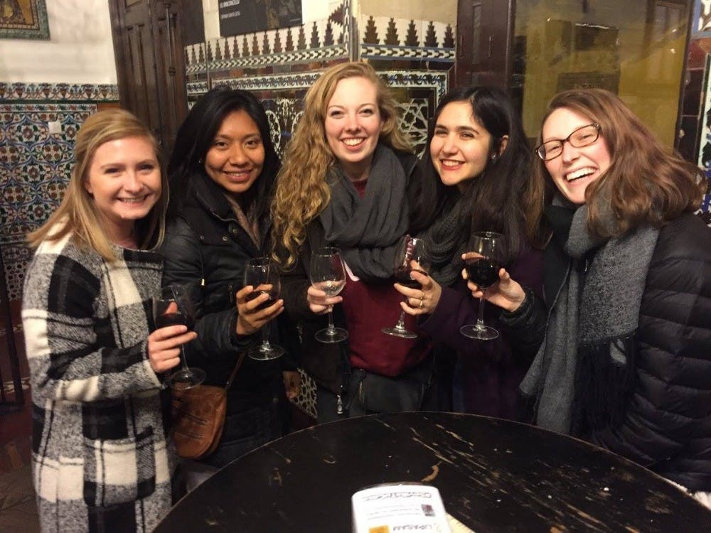 Alyson Malinger, fourth, and some of her pseudo family celebrating Valentine's Day or el dia de San Valentine 