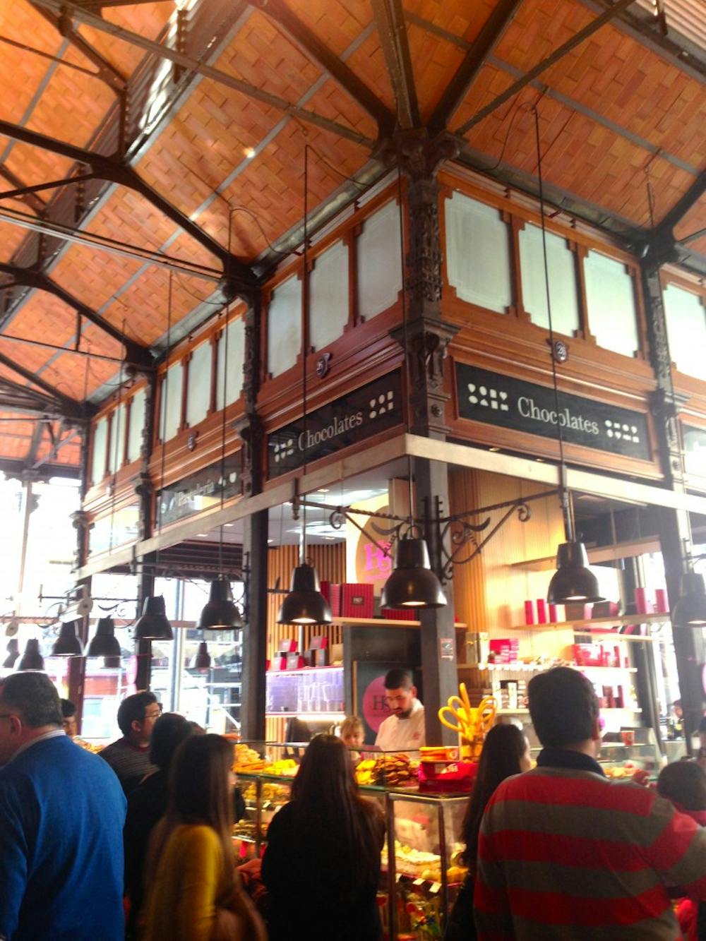 Spanish pasteleria stand in Mercado de San Miguel.