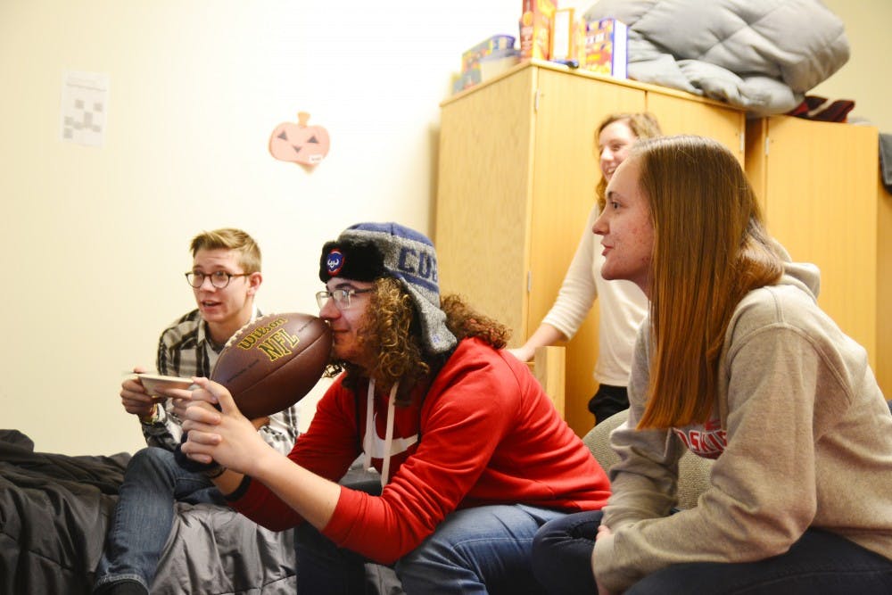 Students watch a game Jan. 10. at Spruce Hall.