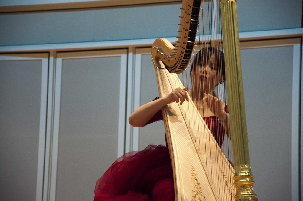 Yuying Chen, the 2015 First Prize Winner of the 19th Israel International Harp Contest, performs duringthe 10th USA International Harp Competition on Sunday afternoon at Indiana University Jacobs School of Music.