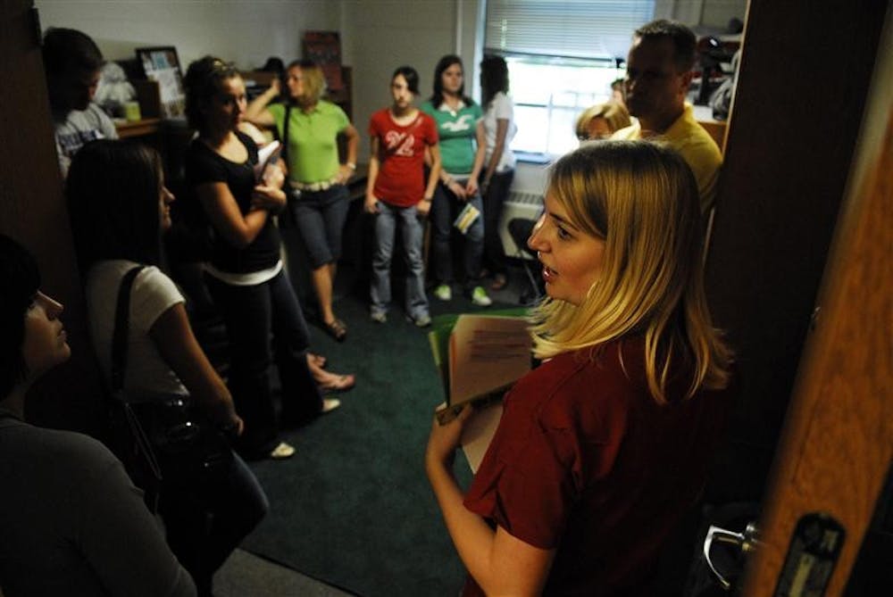 IU sophomore Christina Byrne led a tour for prospective IU students on Sept. 18 through Wright Quad. Byrne is a tour guide for Residential Programs and Services and showed off Wright's food court, a dorm room, and other common areas.
