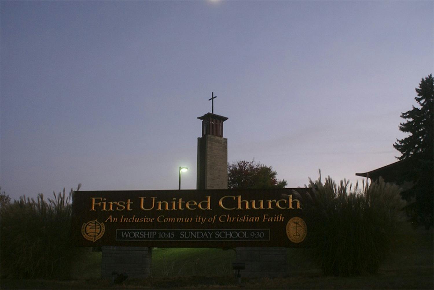 First United church sits at the end of a winding driveway on 3rd Street. The Christian-based church is led by Jack Skiles, who said he considers himself "a happy agnostic." 