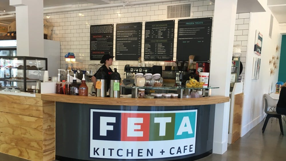Pictured is the front counter inside Feta Kitchen and Cafe.