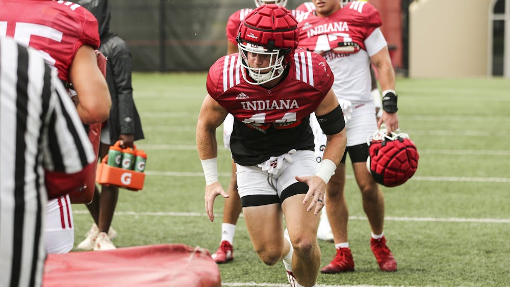 Senior linebacker Thomas Allen practices during fall camp Aug. 9, 2021, at Memorial Stadium in Bloomington. Allen said he made a decision to return to the field this offseason in a press conference Thursday.