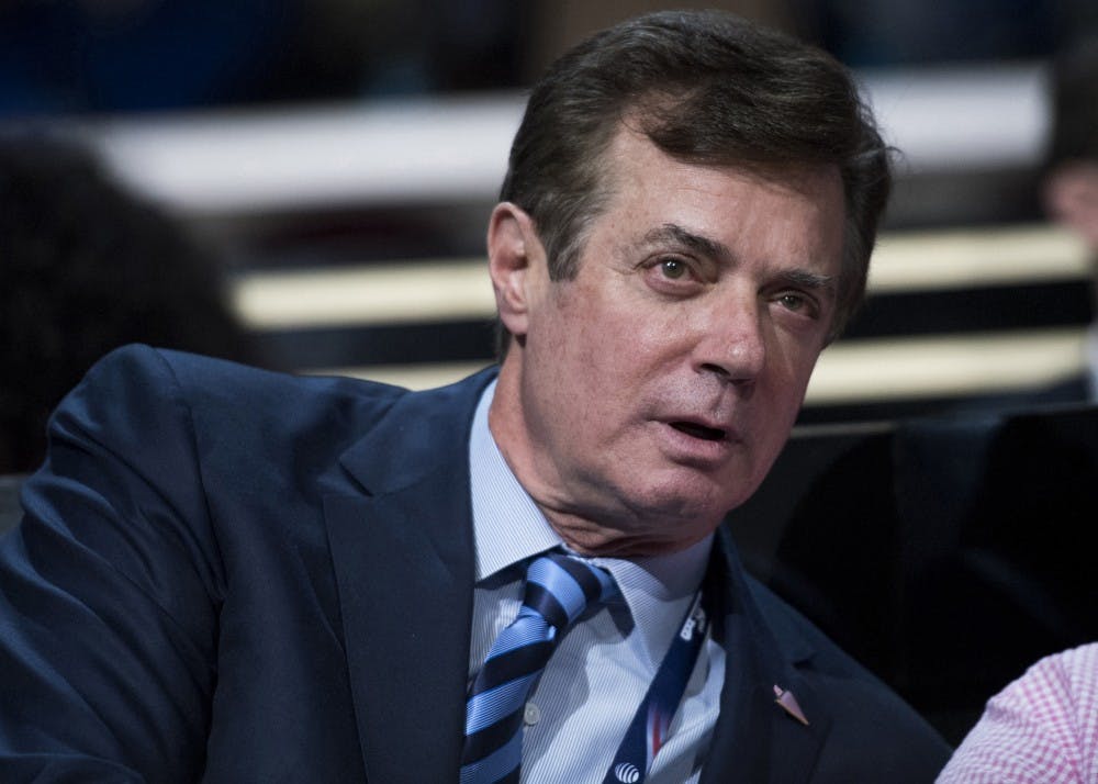 Paul Manafort attends the Republican National Convention in July 2016 in Cleveland, Ohio. Manafort, the former campaign chairman for President Donald Trump, was indicted on Monday on charges of laundering money through shell accounts.