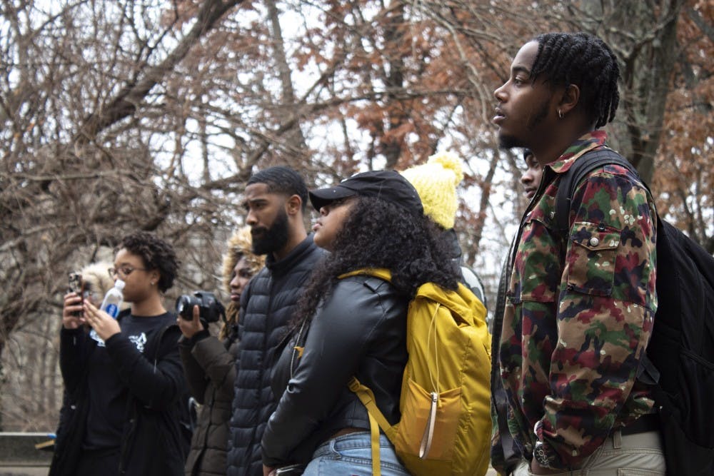 Marchers Listening