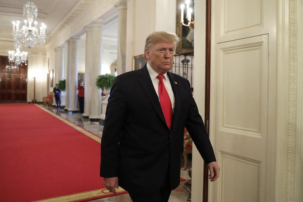 President Donald Trump arrives Nov. 6 to deliver remarks on Federal Judicial Confirmation Milestones in the East Room of the White House in Washington, D.C. Trump organized the event to celebrate the confirmation of more than 150 Federal judges.