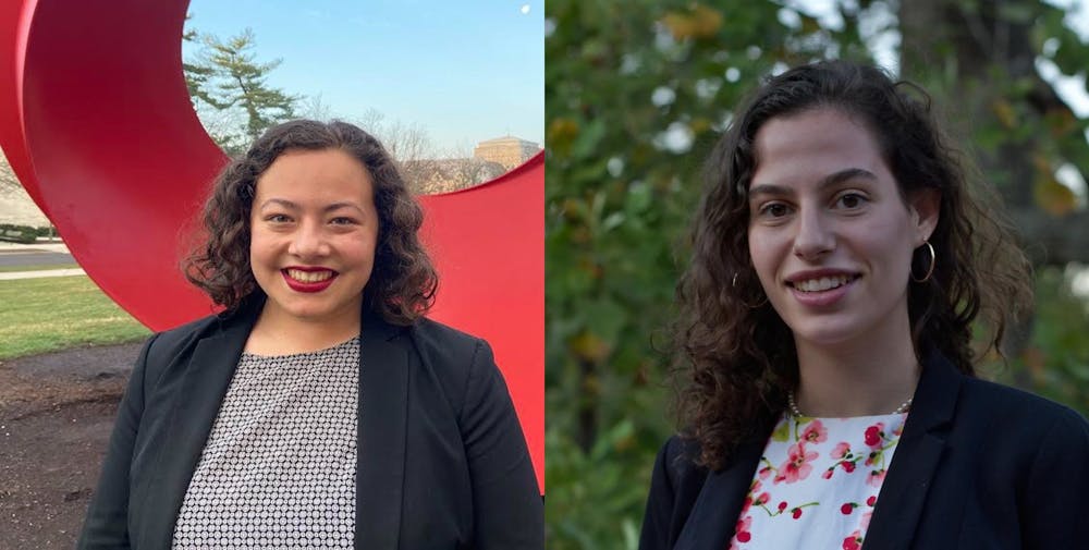 <p>Madeline Garcia, left, and Rachel Aranyi, right, pose for headshots. The IU Student Government Supreme Court decided Thursday to overturn the Election Commission’s dismissal of the Defy campaign’s complaints against Inspire for its acquisition of student and non-student emails.</p>