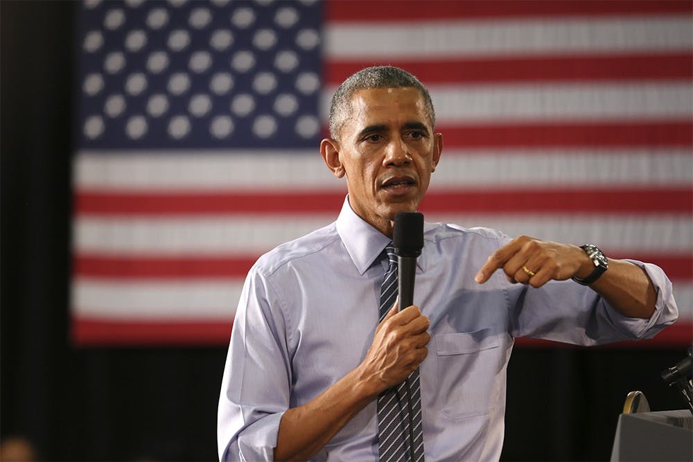President Barack Obama discusses middle class economics and affordable higher education at Ivy Tech Community College on Friday afternoon. 