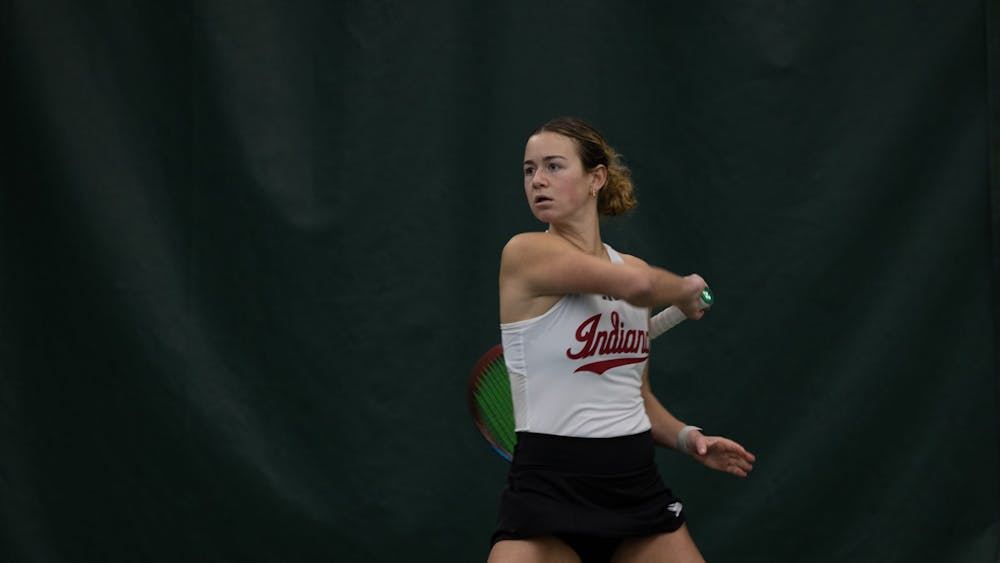 Junior Lara Schneider dominates her singles match against Northwestern University on March 5, 2023, at the IU Tennis Center. Indiana will play Penn State on the road on Sunday.