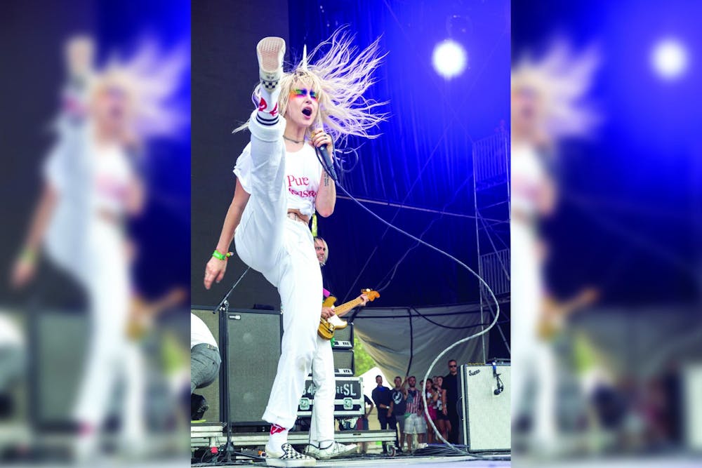 <p>Hayley Williams of Paramore performs during the Bonnaroo Music Festival in 2018 in Manchester, Tennessee.</p>