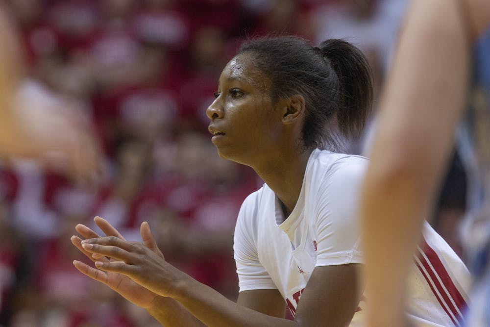 <p>Junior guard Chloe Moore-McNeil awaits a pass Dec. 1, 2022, at Simon Skjodt Assembly Hall. Indiana defeated Penn State 67-58, making this its tenth consecutive win.</p>