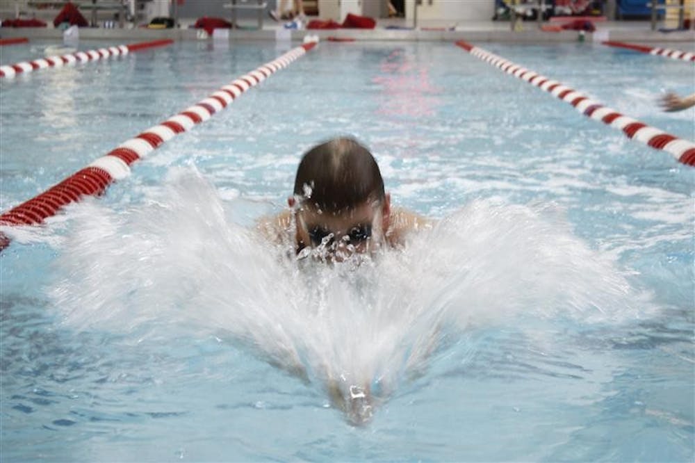 Senior Heath Tameris, a member of the IU swimming team, practices for the Big Ten Championships, February 10, 2009 at Counsilman-Billingsley Center in the Student Recreational Sports Center. 