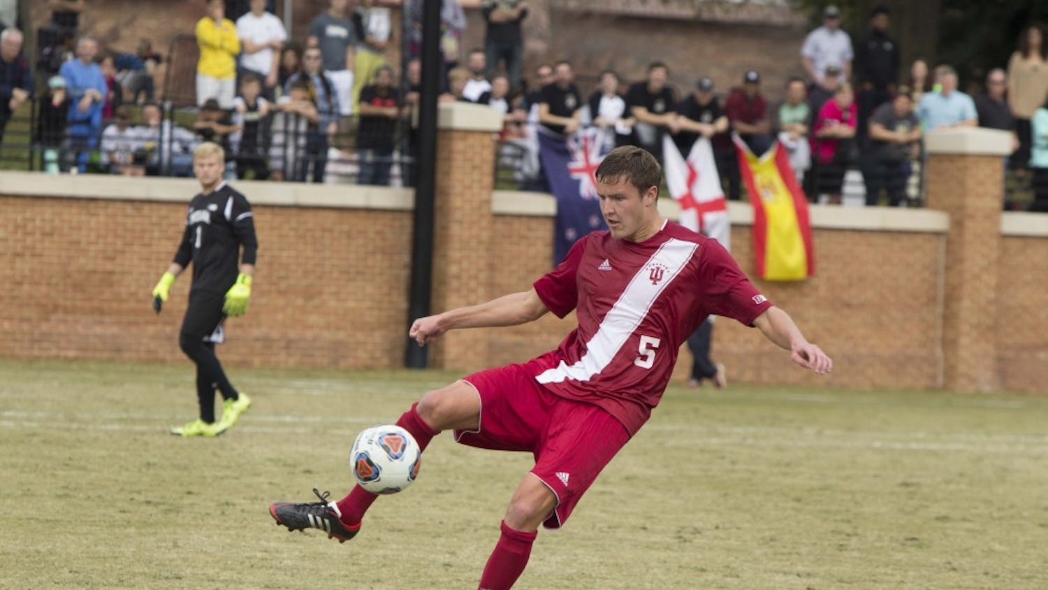 Sophomore defender Grant Lillard gets control of the ball during the first half of play against Wake Forest on Nov. 29, 2015 at W. Dennie Spry Stadium.