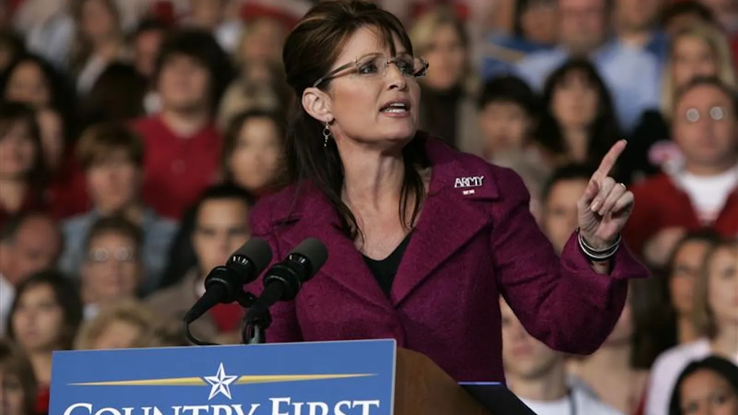 Republican vice presidential candidate, Alaska Gov. Sarah Palin, speaks at a campaign stop Friday in Noblesville.