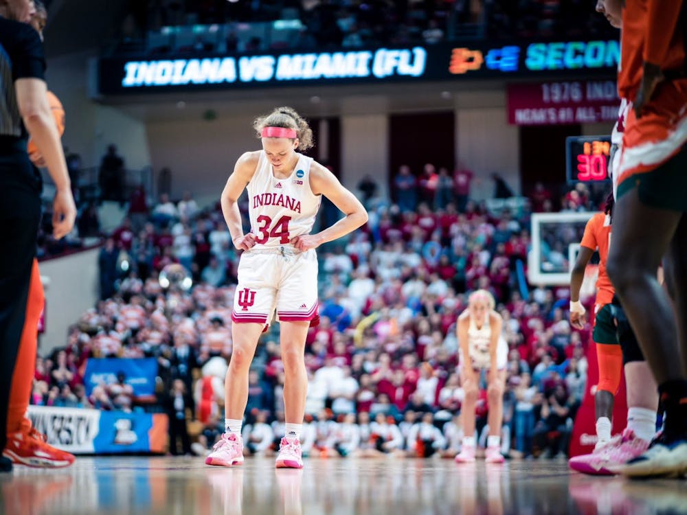 Graduate senior guard Grace Berger seen at the freethrow line Mar. 20, 2023, at Simon Skjodt Assembly Hall in Bloomington. Indiana concluded its season Monday night in a loss to Miami.