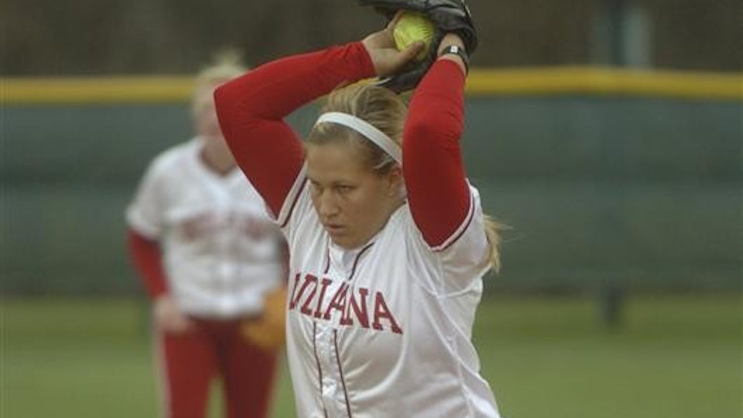 Sophomore pitcher Sara Olson prepares for a pitch against Ohio State, April 8, 2009 at the IU Softball field. 