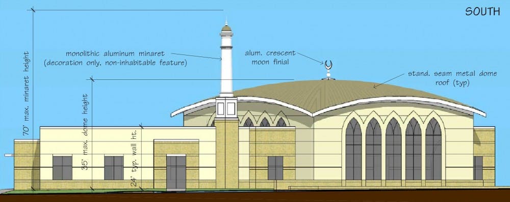 <p>A rendering of the proposed Islamic Life Center in Carmel, Indiana. About 400 people attended a zoning board meeting Monday night to discuss the construction of the center.</p>