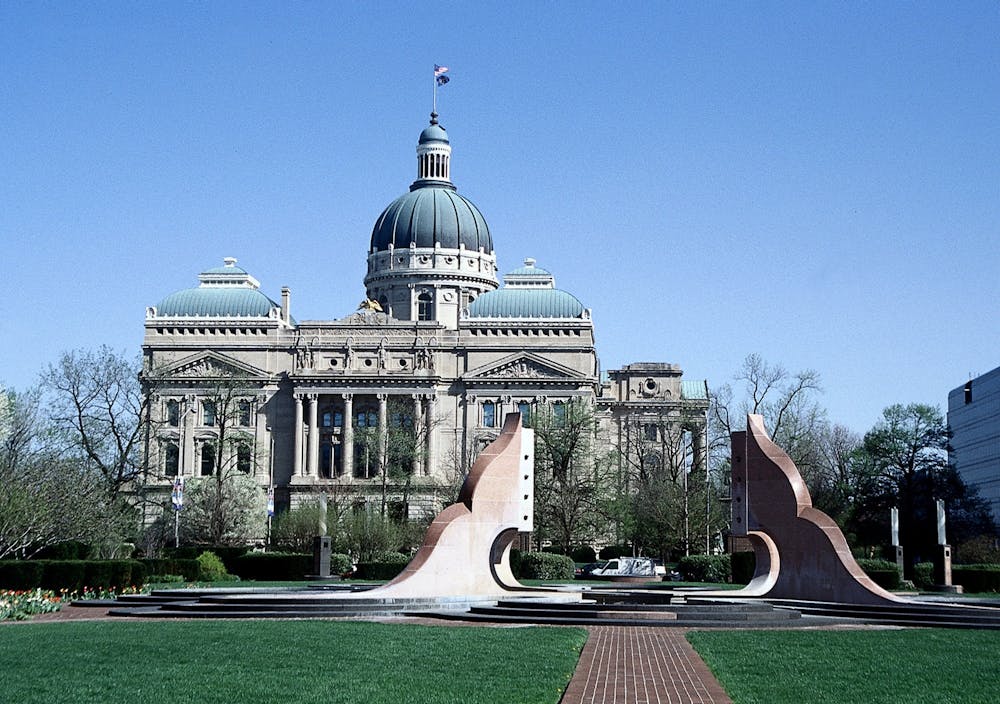 <p>The Indiana Statehouse is located in downtown Indianapolis. Twenty-five out of 50 seats in the Indiana Senate and 100 seats in the Indiana House of Representatives are on the ballot for the Nov. 3 election.</p>