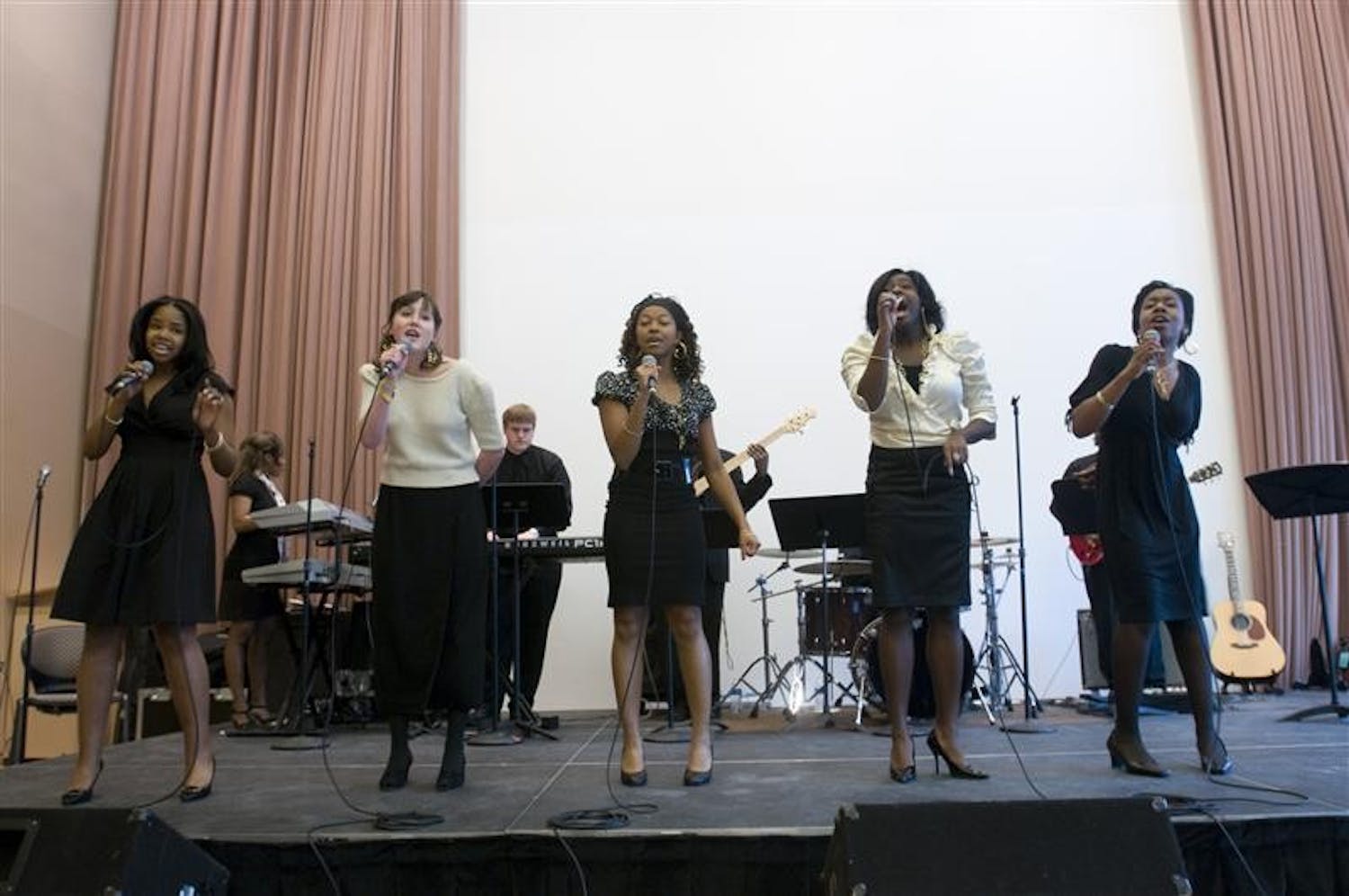  IU's African American Arts Institute presents three contemporary gospel groups  who performed Sunday evening in the Grand Hall of the Neal-Marshall Black Culture Center. The all-female group, Sojourner, preserves the vocal traditions of black gospel music, as part of the African American Choral Ensemble. 