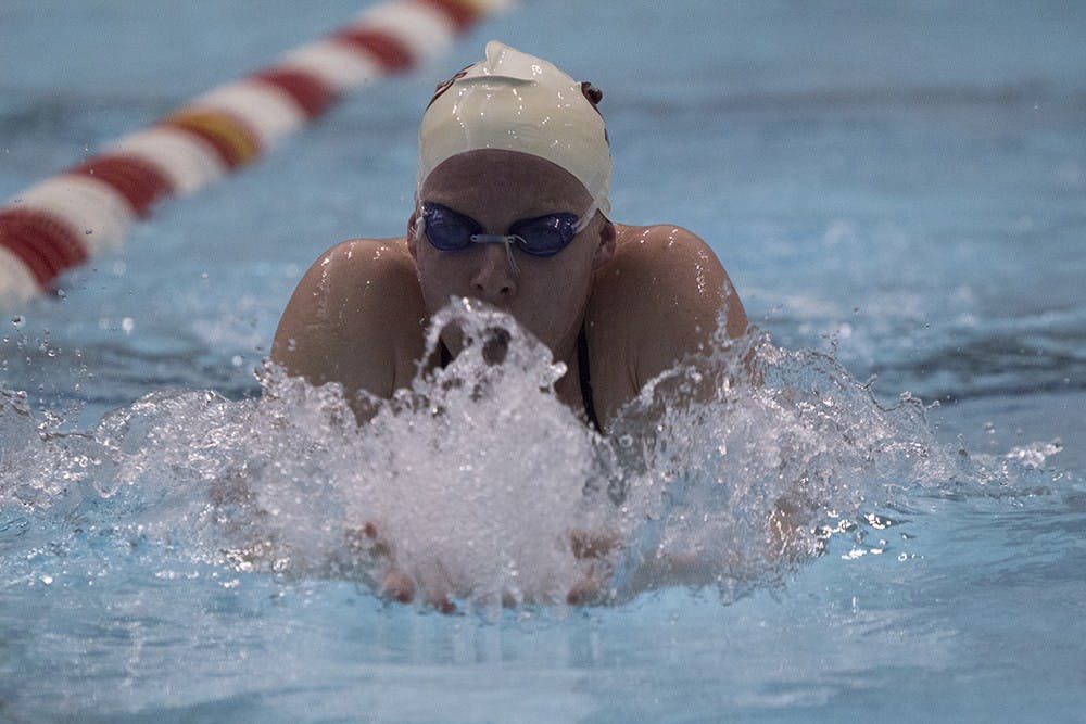 Freshman Lilly King practices breastroke Monday afternoon at the Counsilman-Bilingsley Aquatic Center.