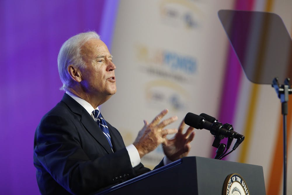 <p>Joe Biden speaks at the Solar Power International conference in Anaheim, California, on Sept. 16, 2015.</p>