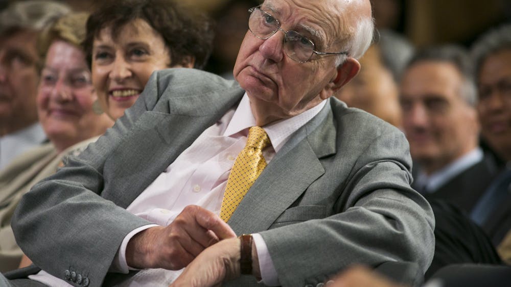 Former Federal Reserve Chairman Paul Volcker attends the Inaugural Michel Camdessus Central Banking Lecture on financial stability on July 2, 2014, in Washington, D.C. Volcker died Sunday in New York City.
