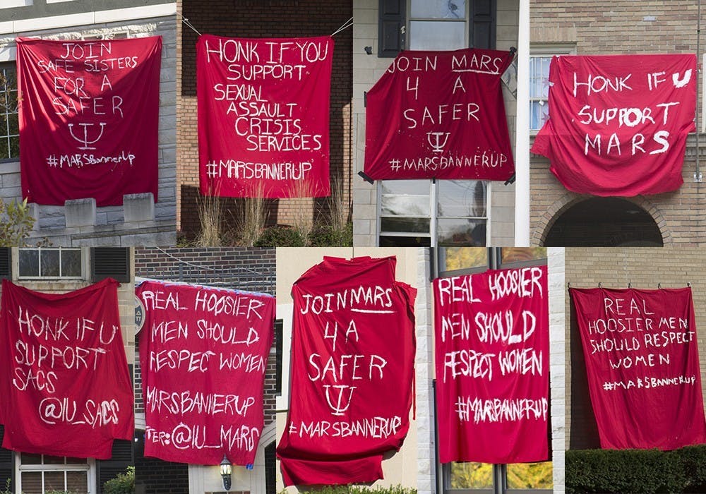 <p>Fraternities rasie red banners as a part of BannerUp, a campaign organized by Men Against Rape and Sexual Assault. IU had 68 rapes, 23 fondlings, 11 domestic violence incidents, 27 dating violence incidents and 78 stalking incidents from 2018-2020.<br/><br/><br/><br/><br/></p>