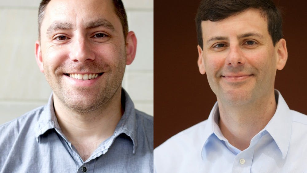 Assistant professor Dan Kennedy (left) and co-author Brian D'Onofrio (right) helped lead a study at IU that found twins follow similar eye patterns when looking at their environments. The study on twins was one of the largest eye-tracking studies.