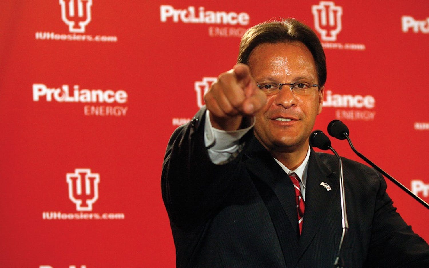 Jacob Kriese•IDS
IU's new head men's basketball coach Tom Crean answers media questions at a press conference on Wednesday, April 2, 2008 in the Hoosier Room.  