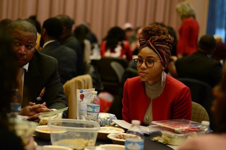 Graduate student Simone Francis participates in an activity focusing on privilege and diversity at the Martin Luther King Jr. Day Unity Summit. The summit was put on Monday at the Neal-Marshall Black Culture Center.