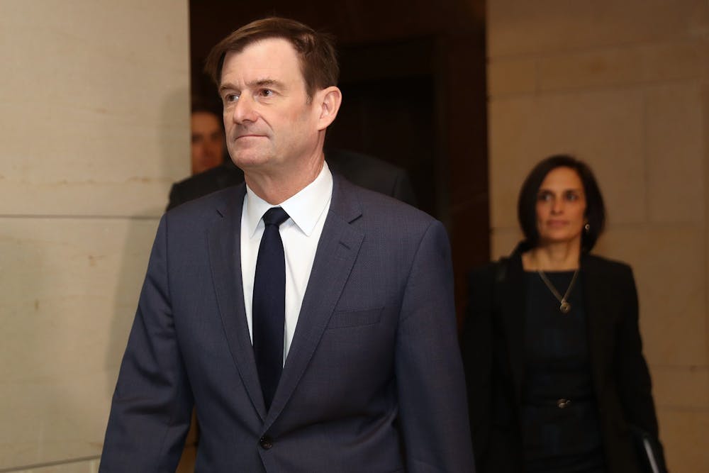 <p>David Hale, undersecretary of state for political affairs, arrives Nov. 6 at the U.S. Capitol before giving a deposition to the House Intelligence Committee behind closed doors in Washington, D.C. Hale testified to the committee as part of the ongoing impeachment inquiry of President Donald Trump.</p>