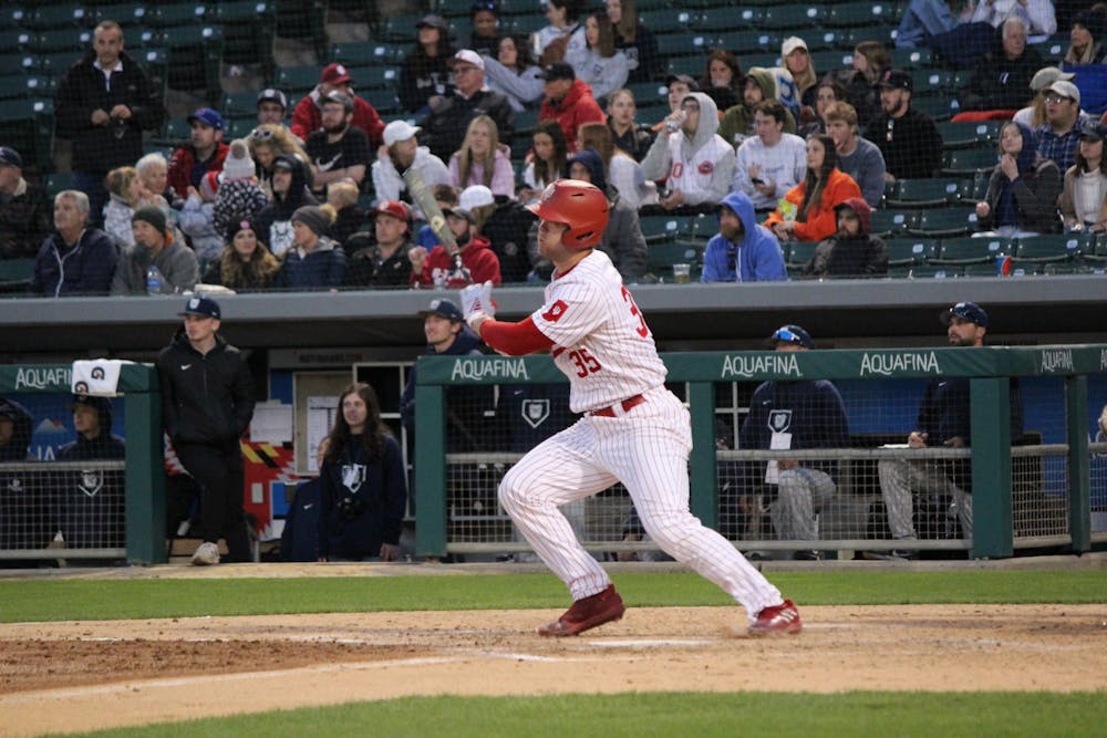 <p>Then-junior Matthew Ellis hits a single during the bottom of the fifth inning against Butler University on April 26, 2022. The Hoosiers defeated Illinois State 12-7 on Tuesday. </p>