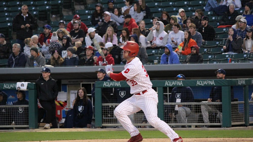 Then-junior Matthew Ellis hits a single during the bottom of the fifth inning against Butler University on April 26, 2022. The Hoosiers defeated Illinois State 12-7 on Tuesday. 