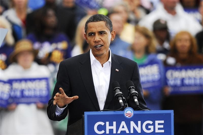 Democratic presidential nominee Barack Obama speaks on Oct. 8 at the Indiana State Fairgrounds. Obama will return to Indiana tomorrow when he speaks in Indianapolis.