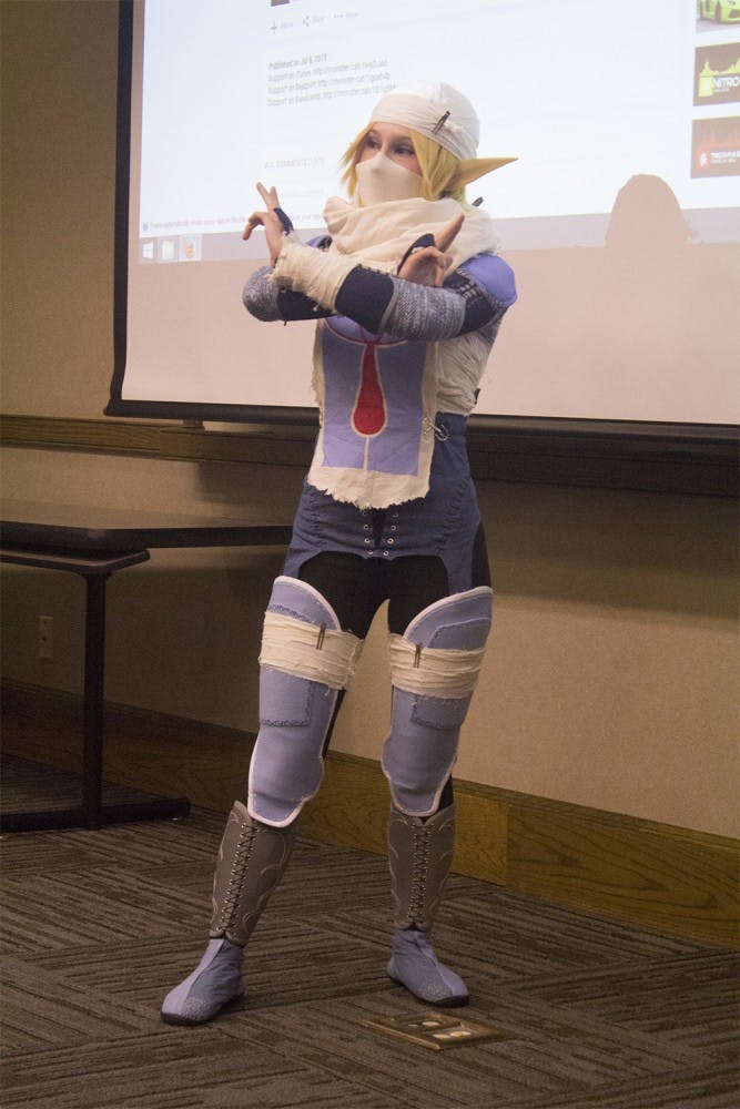 Elana Fiorini poses during the costume contest on the first day of Bloomingcon. For the contest, Fiorini dressed up as Sheik from "The Legend of Zelda" and won first place.