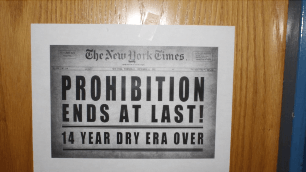 Posters displaying the message “Prohibition ends at last!” were taped to doors on the fifth floor of Harper Residence Hall at Foster Quad on Thursday, the day the social activities ban was lifted at IU’s fraternities.
