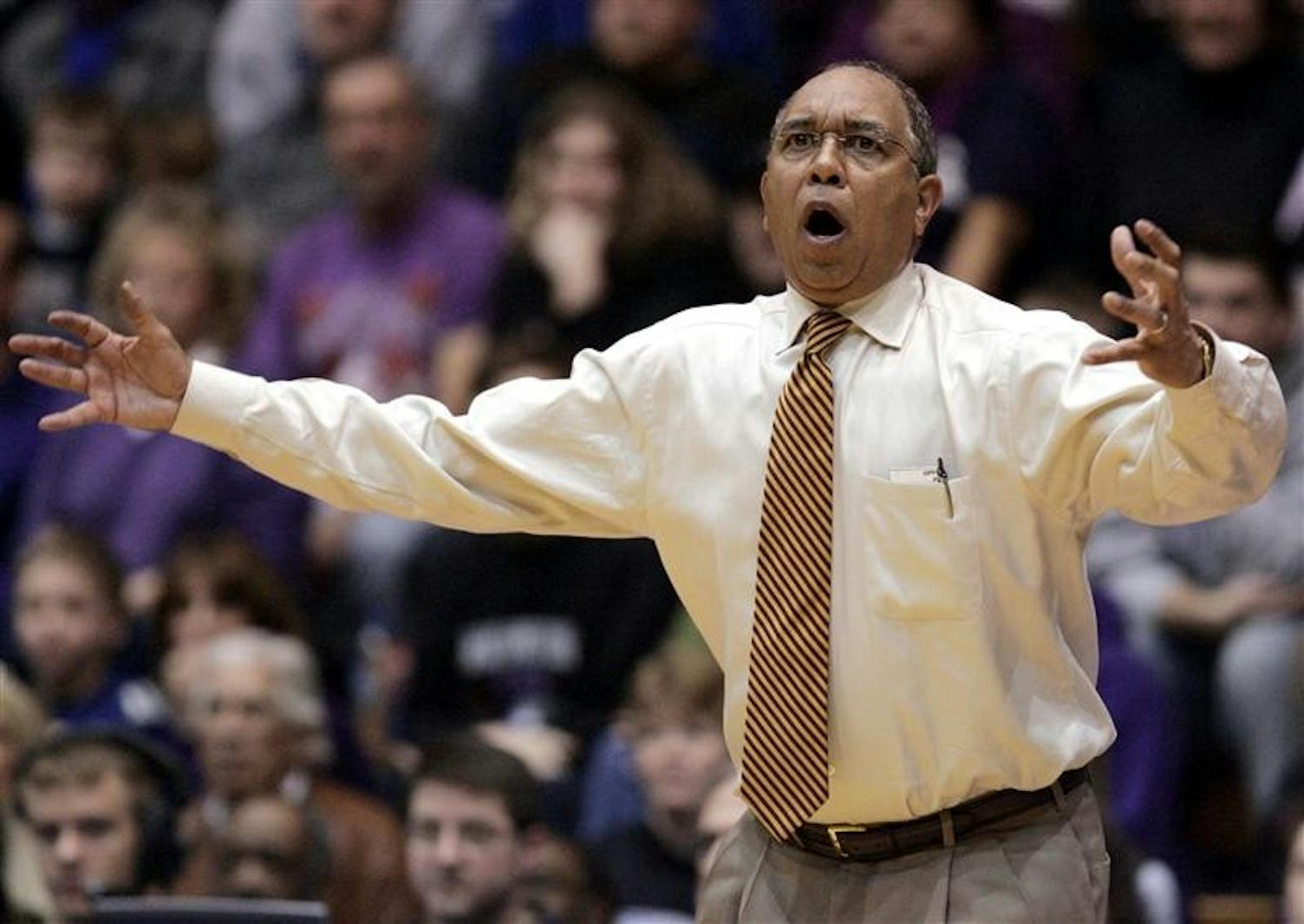Minnesota head coach Tubby Smith reacts as he watches his team play against Northwestern during the first half Sunday in Evanston, Ill.