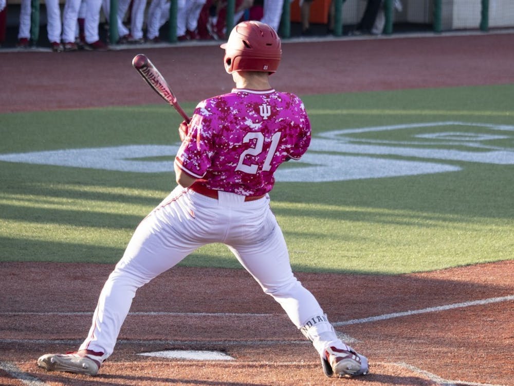 Then-sophomore outfielder Elijah Dunham avoided a pitch April 16, 2019, at Bart Kaufman Field. Dunham was selected in the 40th round of the 2019 MLB Draft by the Pittsburgh Pirates but chose not to sign and returned to college instead.
