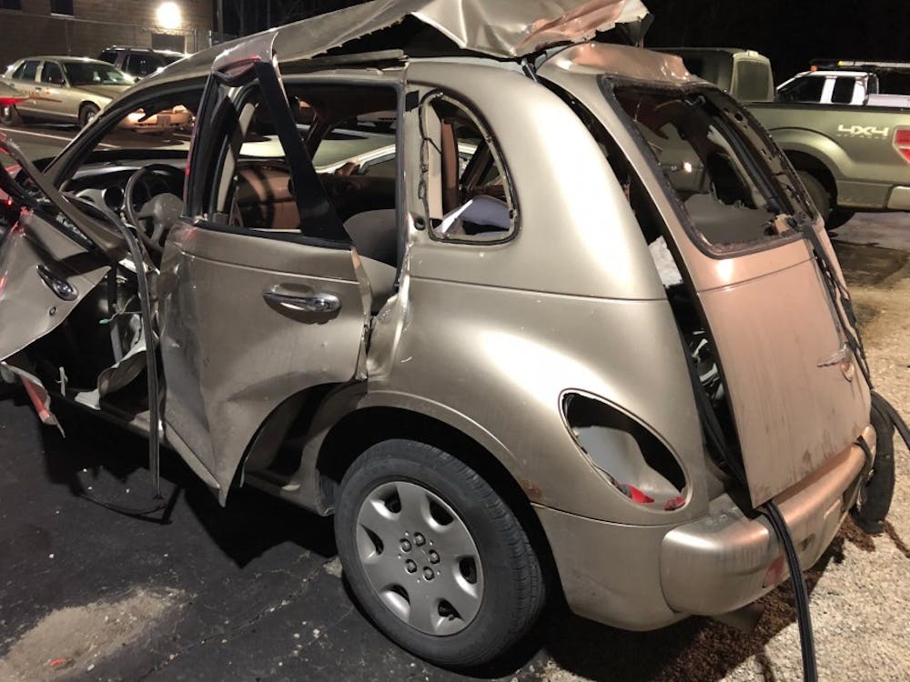 A silver PT Cruiser exploded with a man inside on March 16 in the parking lot of Green Valley Motor Lodge in Nashville, Indiana. The man died Wednesday.&nbsp;
