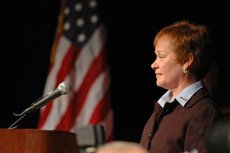 Democratic gubernatorial candidate Jill Long Thompson gives her concession speech at the Marriott Hotel in downtown Indianapolis on election night.  Thompson lost to incumbent Republican Mitch Daniels.
