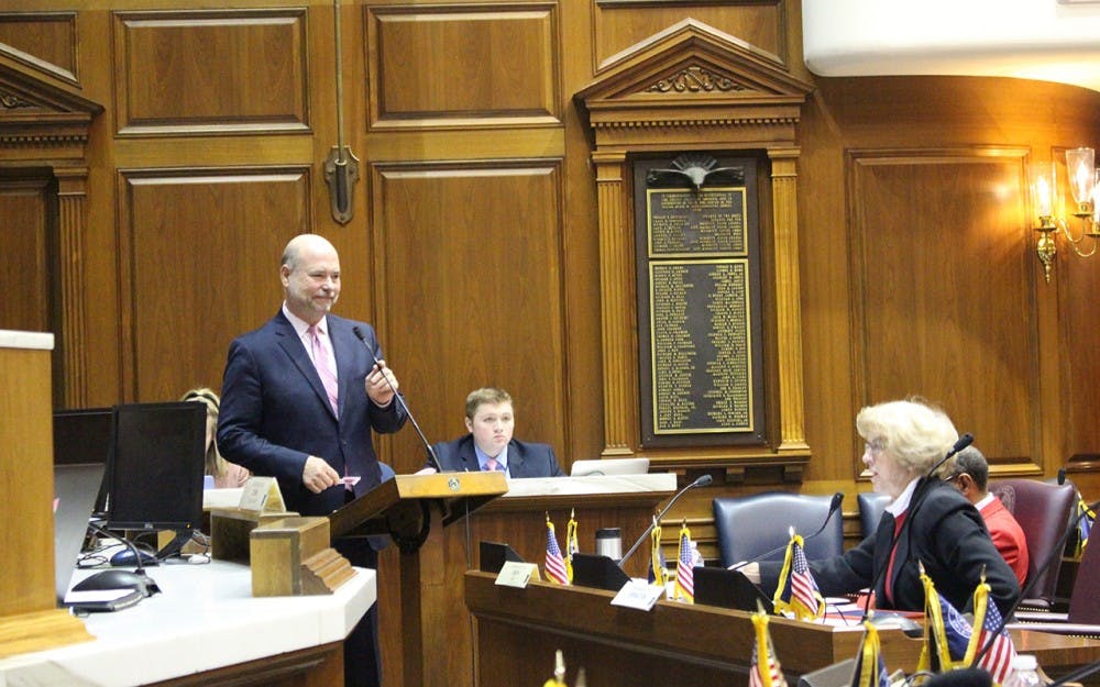 House Speaker Brian Bosma testifies for his bill, House Bill 1005, which would make the Indiana school chief position appointed rather than elected. The House education committee passed the bill Tuesday. 