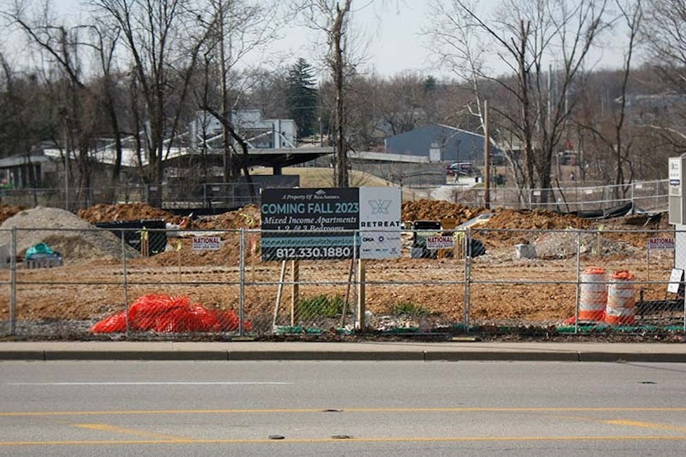 <p>The future site of The Retreat is seen on Feb. 26, 2023, on South Walnut Street. The building will open this fall and offers affordable housing options for Bloomington residents.<br/></p>