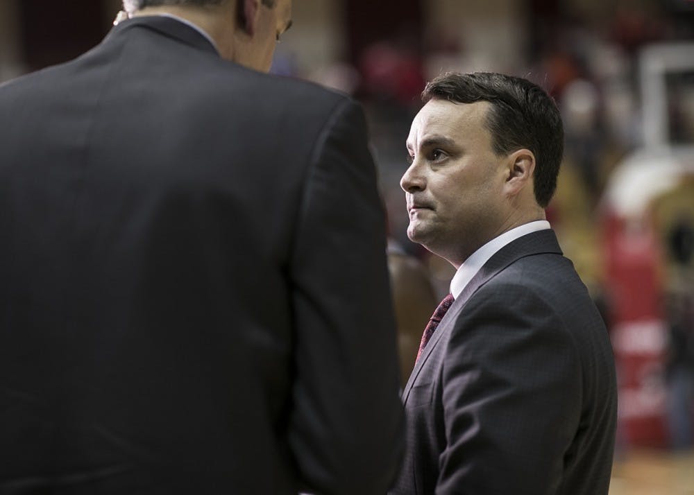 IU Coach Archie Miller is interviewed on the Big Ten Network after the Hoosiers' game against the Eastern Michigan Eagles on Nov. 24 at Simon Skjodt Assembly Hall. The Hoosiers beat the Eagles, 87-67.