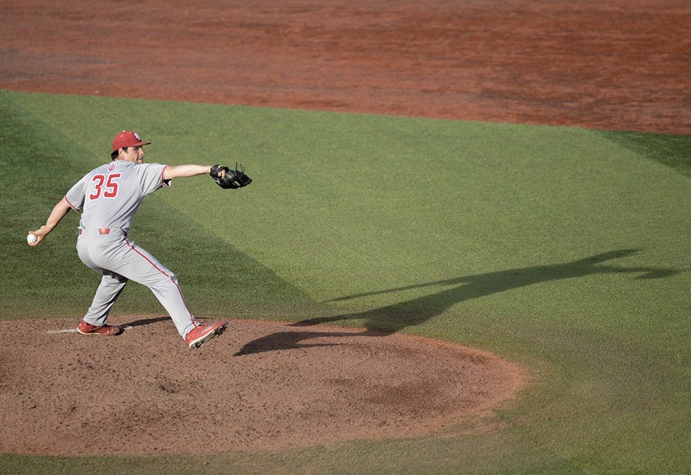 Junior pitcher Will Coursen-Carr throws a pitch during a game Tuesday against Indiana State in Terre Haute, Ind. IU went on to lose 6-2. 