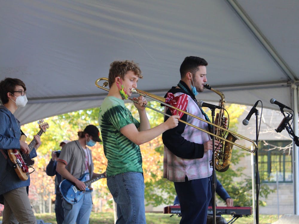 Musicians perform Oct. 31 in Dunn Meadow. Student United Way partnered with Bloomington Delta Music Club to host a benefit concert. 