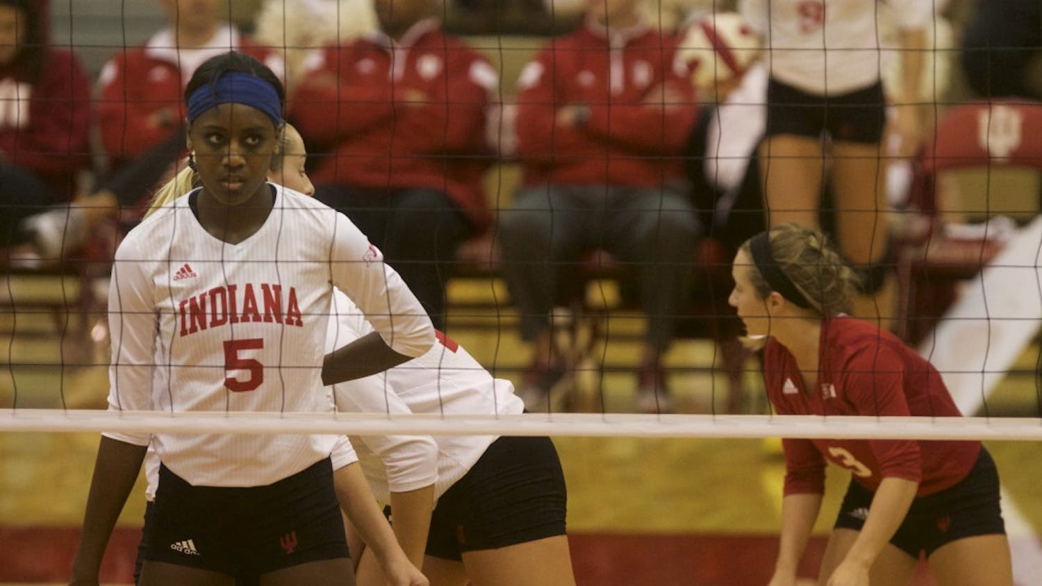 Then-Sophomore Jazzmine McDonald sets up before a play during a game against Rutgers on November 11, 2014 in University Gym.