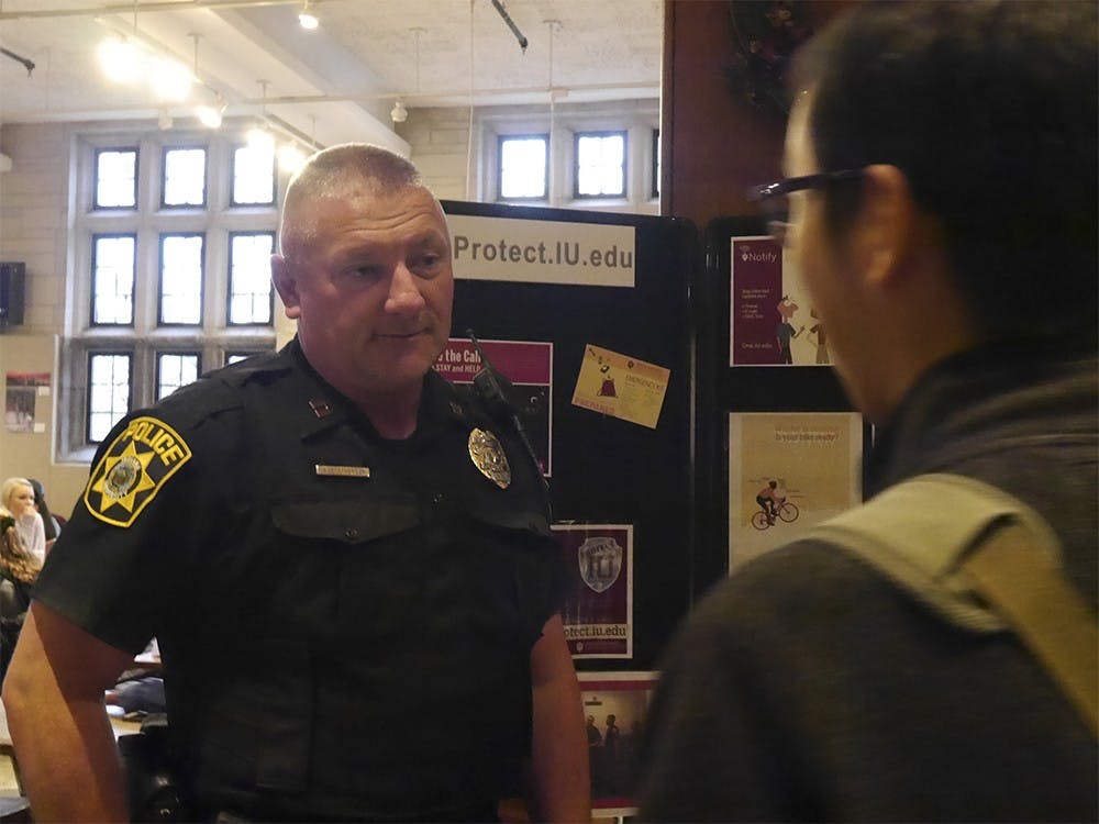 IUPD Lt. Andy Stephenson hears international students sharing campus safty experience in a international student outreach program "Coffee with a Cop" in Wednesday afternoon in IMU Starbucks. The event was hosted by the Office of International Services and IUPD.  