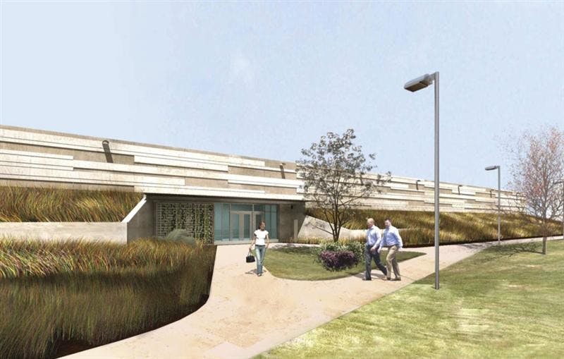 Architects hope IU's new Data Center, set to open at the end of 2009, will look like the conceptual drawing made in 2008. The center will house Big Red, IU's supercomputer that is currently located in an old elementary school.